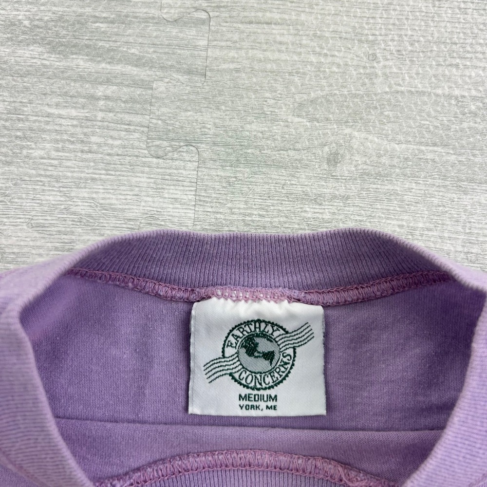 Vintage 90s Feel The Rhythm Of The Earth Shirt Size Medium Purple Nature Earth - Picture 2 of 9